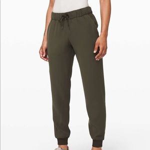 Lululemon on the fly joggers, dark olive, size 4